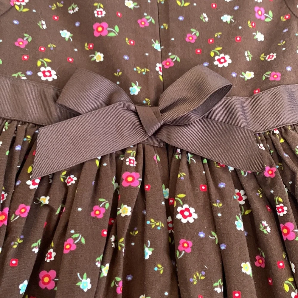 GAP Brown Floral Twirl Dress 4 EUC Beautiful! Lined